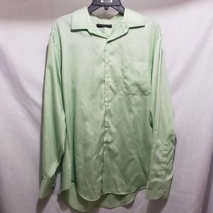 Geoffrey Beene Button Down Dress Shirt (Size 17, 34/35) Fitted Lime Green
